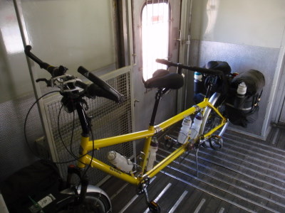 Bicycle is secure in the cargo hold.
